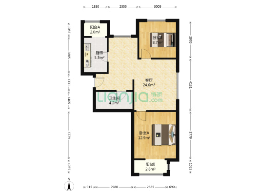 和苑全和园 2室1厅1卫 90平方