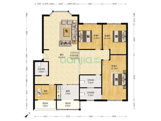 紫晶苑 4室1厅3卫 163平方