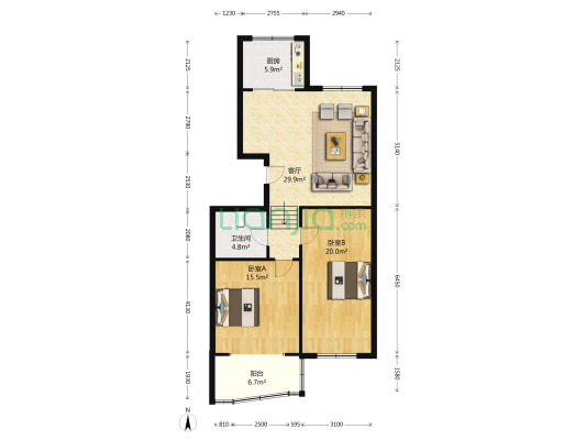 永兴花园 2室1厅1卫 111平方