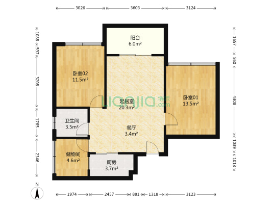 半山翠林花园 2室2厅1卫 73平方