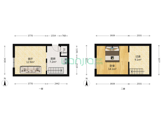 观海一路 1室1厅1卫 40平方