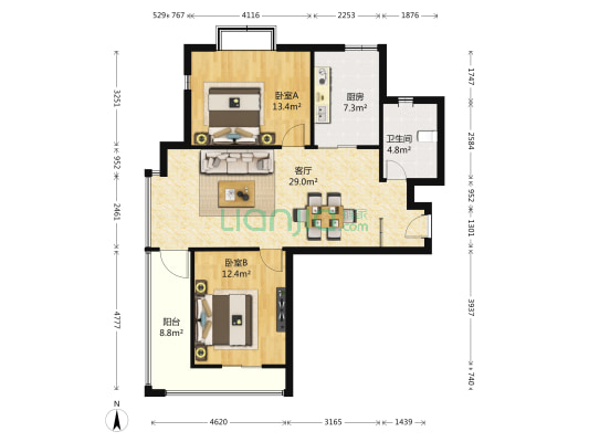 青年公社小区 2室1厅1卫 94平方