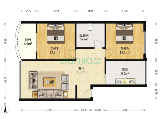 中学巷18号 2室1厅1卫 100平方