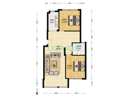 枫丹馨园 2室1厅1卫 101平方