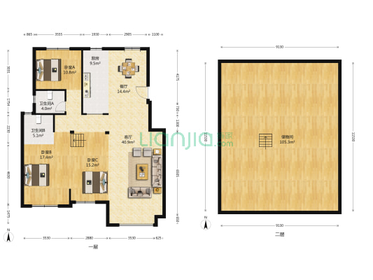 阳光首院 3室2厅2卫 215平方