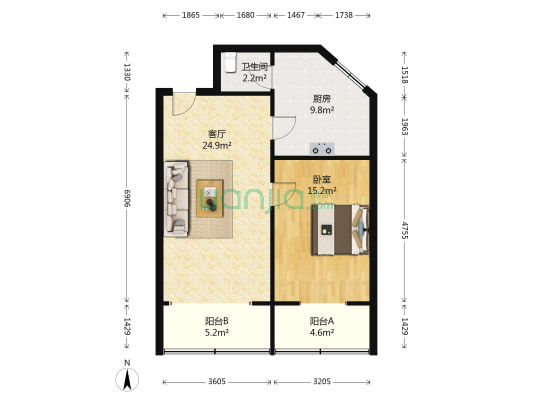 实业街27号 1室1厅1卫 66平方