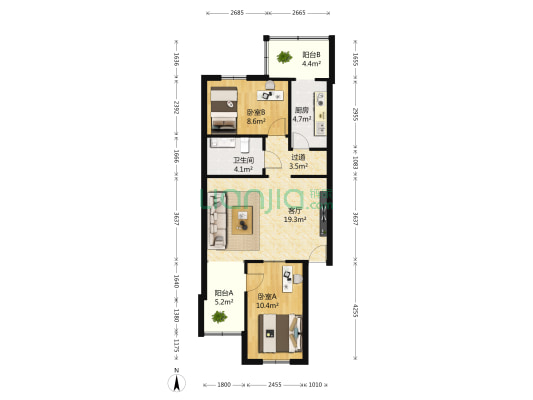 康颐园 2室1厅1卫 78平方