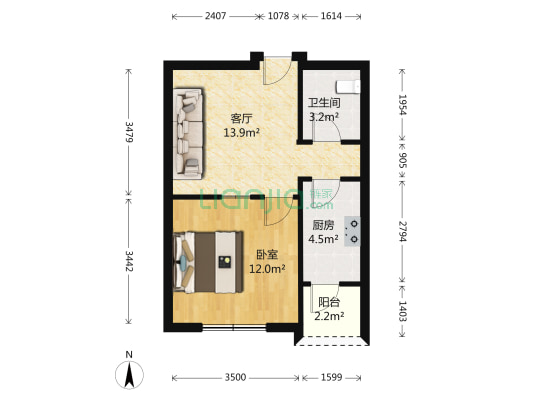 五一新村 1室1厅1卫 45平方