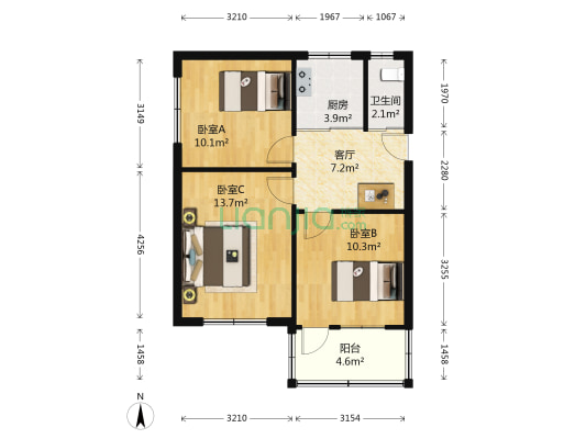 西十里铺南社区 3室1厅1卫 61平方