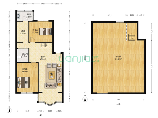 工人新村一期 2室1厅1卫 129平方