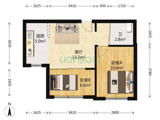 新星宇和邑A区 2室1厅1卫 59平方