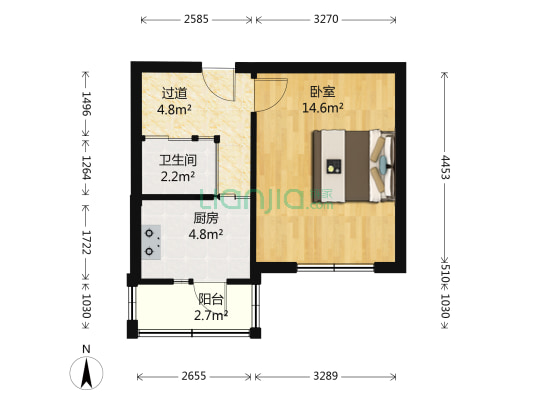 建家小区 1室0厅1卫 39平方