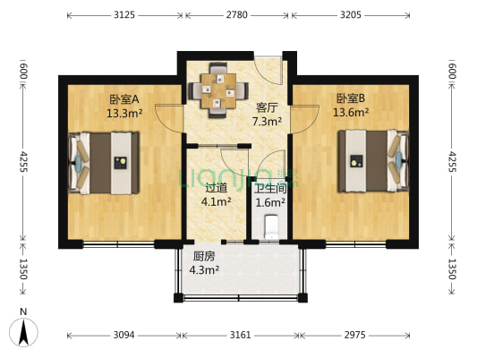 农行家属院 2室1厅1卫 53平方