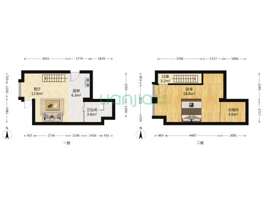 天星锦钻 1室1厅1卫 39平方
