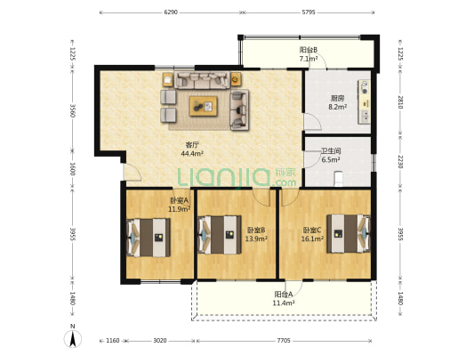 河南省工程咨询公司家属院 3室1厅1卫 134平方