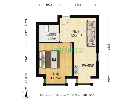 福佳新城西园 1室1厅1卫 42平方