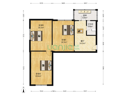高洁巷 3室1厅1卫 96平方