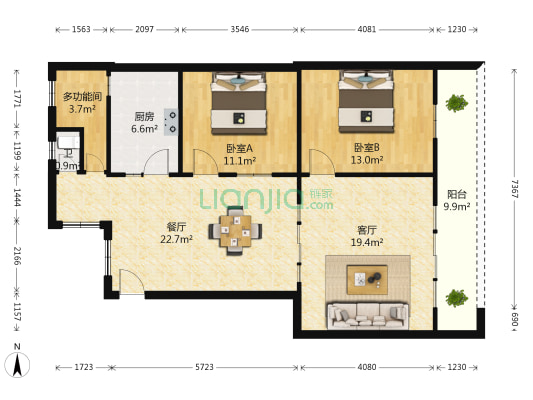 真武巷47号 3室2厅1卫 95平方