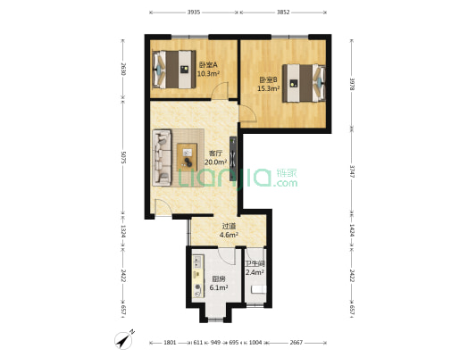 米公路电机厂小区 2室1厅1卫 66平方