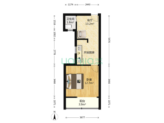 西大街166号院 1室1厅1卫 39平方