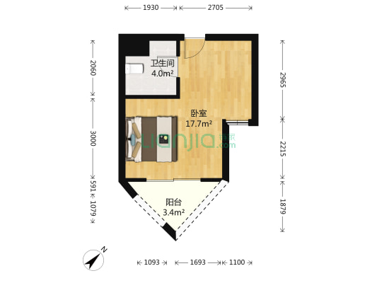 自由假日 1室0厅1卫 38平方