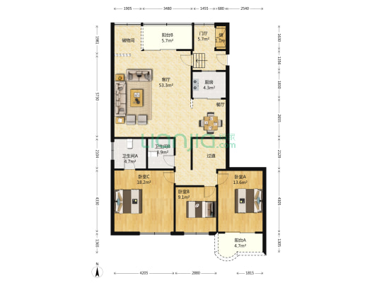 太微山庄 3室1厅2卫 142平方