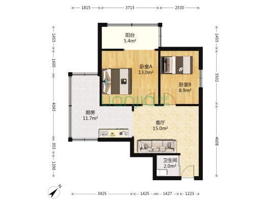 48街坊 2室1厅1卫 58平方