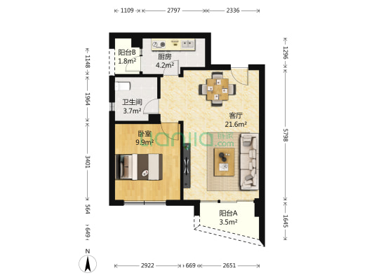 tt尚品 1室1厅1卫 56平方