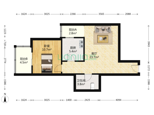华悦大厦 1室1厅1卫 71平方