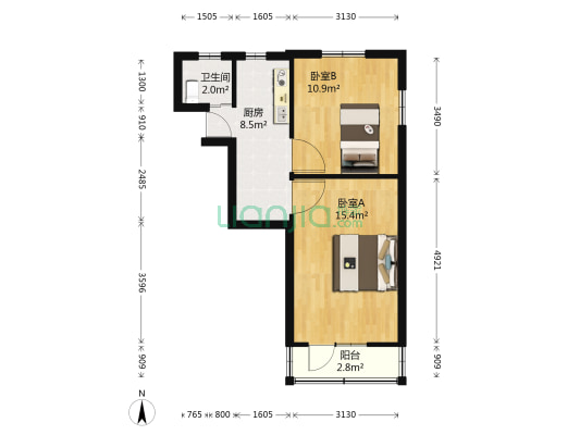 法华镇路588弄 2室0厅1卫 48平方