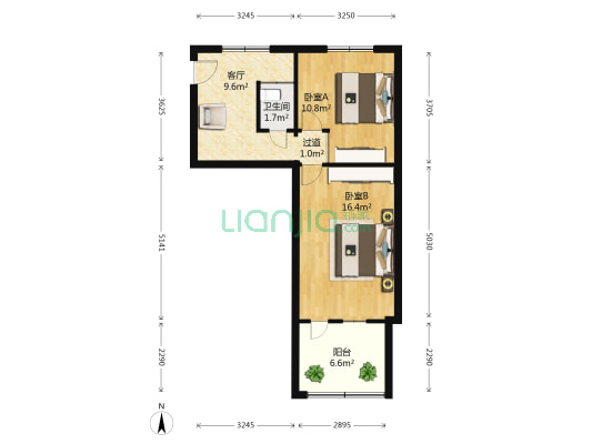 中原东路110号 2室1厅1卫 56平方