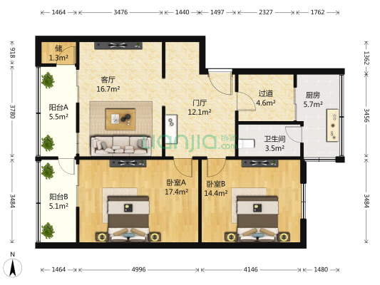 文庙后街30号 2室1厅1卫 94平方