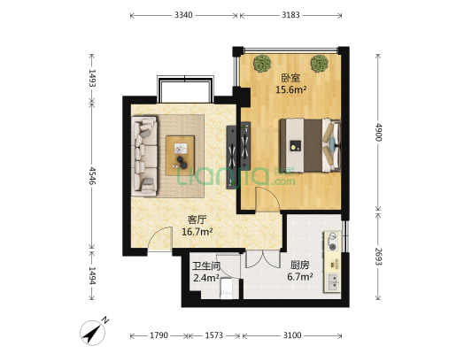 双楠回归线 1室1厅1卫 53平方