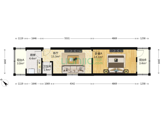 纬三路 1室1厅1卫 49平方