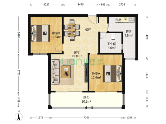 航天公寓一期 2室1厅1卫 96平方