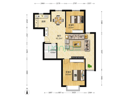 红磡领世郡普泰花园 2室1厅1卫 98平方