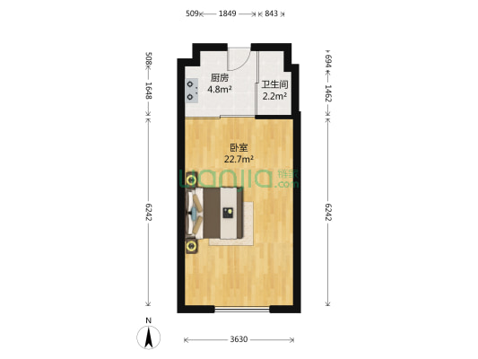 东大街205号 1室0厅1卫 47平方