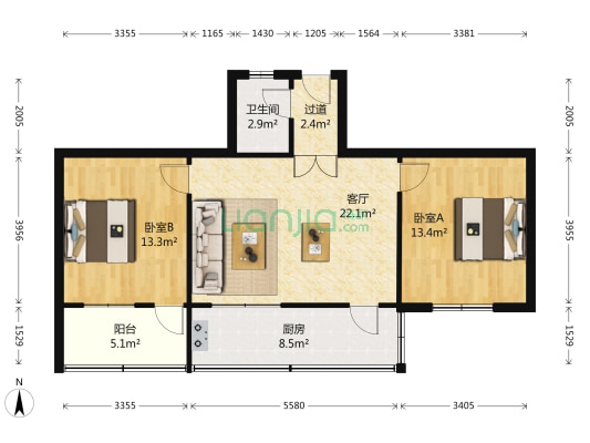 山东省测绘仪器检定站 2室1厅1卫 84平方