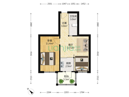 经纬四道街 1室1厅1卫 34平方