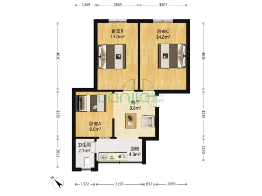 长征路副食品家属院 3室1厅1卫 110平方