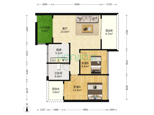 德沁苑 2室1厅1卫 67平方