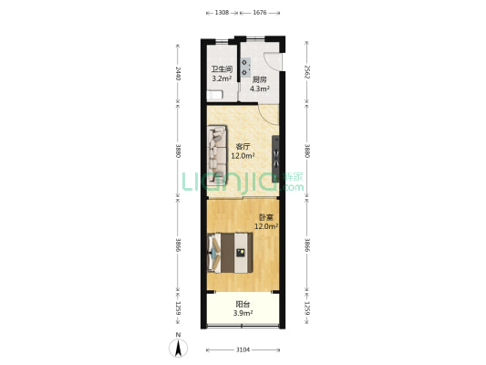 延安西路548弄60支弄 1室1厅1卫 45平方