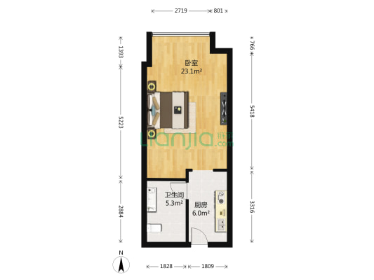 红星美凯龙创富国际 1室0厅1卫 47平方
