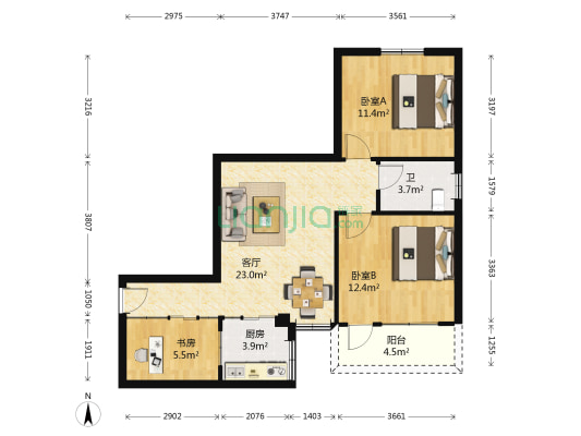 联发名苑 3室1厅1卫 81平方