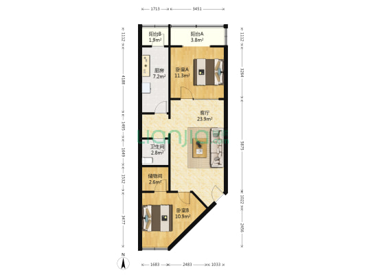 民族大学南路11号院 2室1厅1卫 79平方