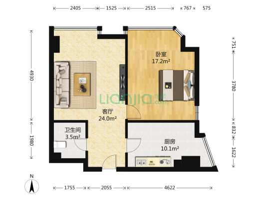 锦江国际花园 1室1厅1卫 88平方