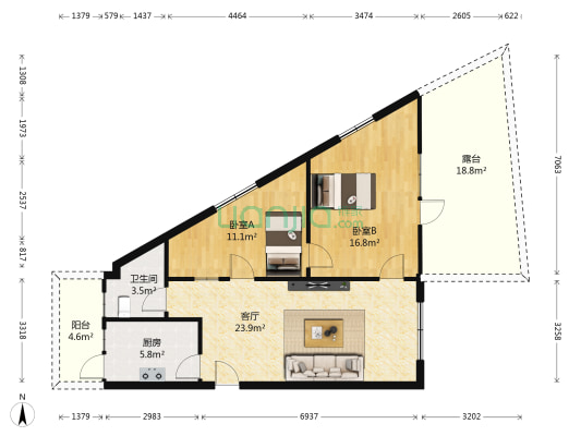 水荫路34号大院 2室1厅1卫 78平方