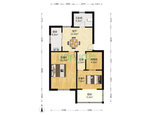 新建西路56弄 2室1厅1卫 69平方
