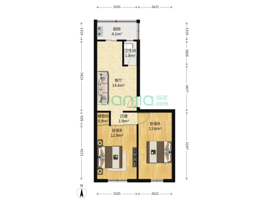 遵义里 2室1厅1卫 62平方