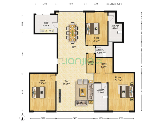 凯宾尊爵 3室1厅3卫 244平方